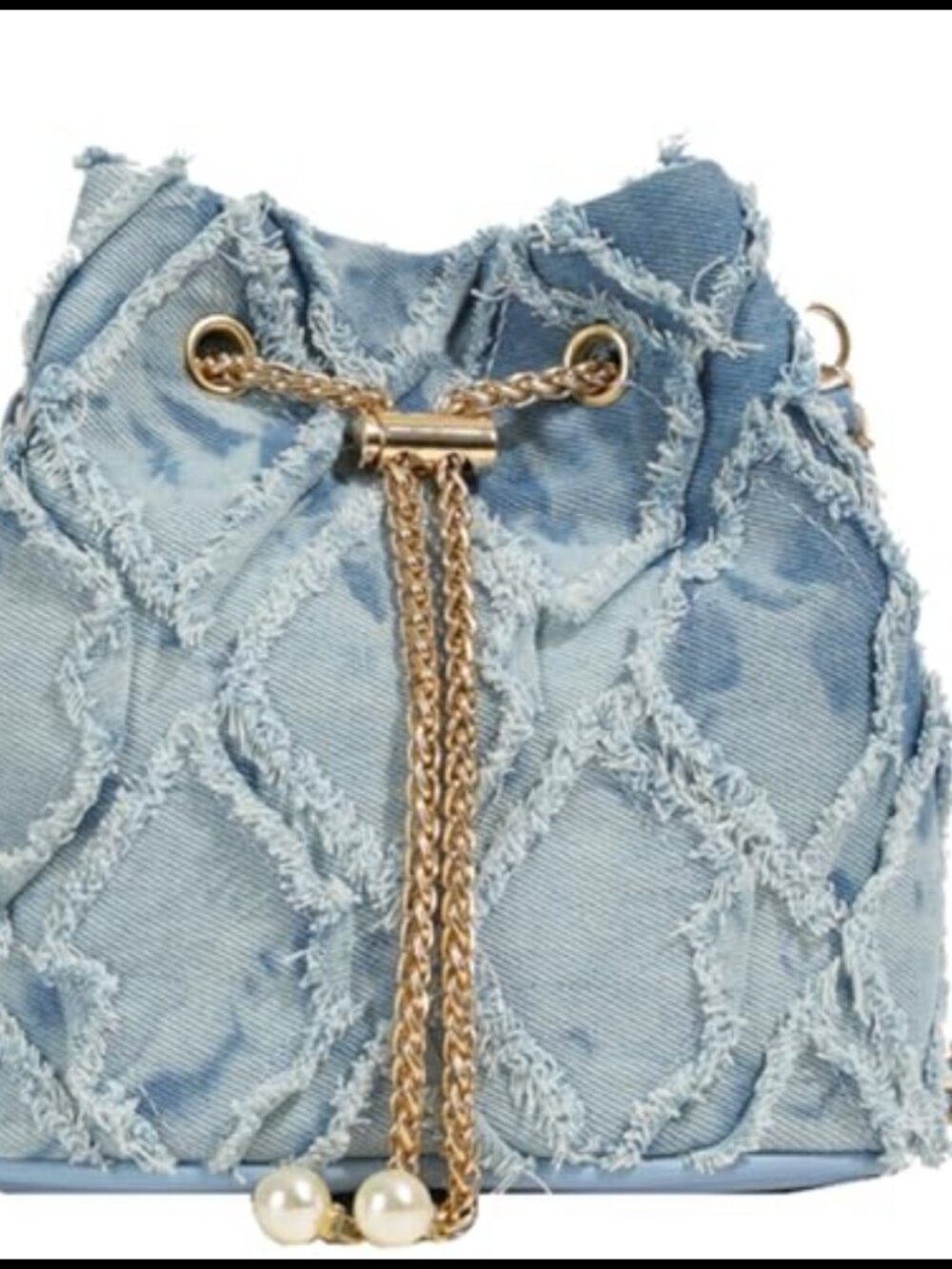 Quilted Denim Bucket Bag Drawstring Crossbody Women